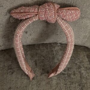 Pink Tweed Knot Headband